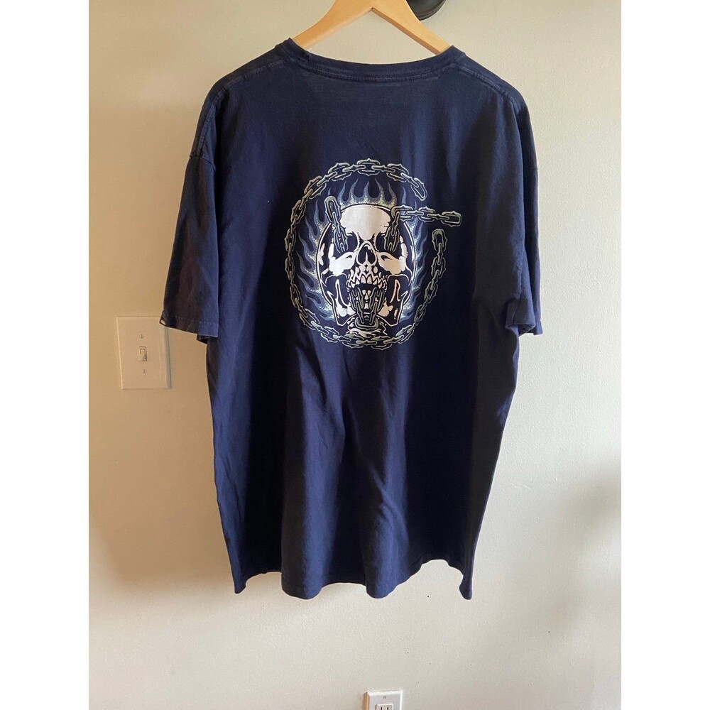 Vans Men’s Skull Chains Goth Grunge Y2K Skateboarding Graphic Navy T-Shirt, XL - Picture 10 of 10